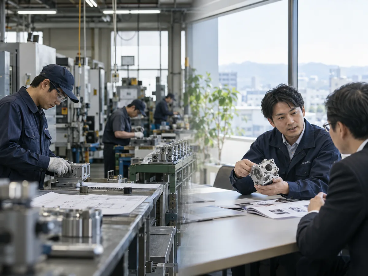 左に製造の現場の工程、右に製品とお客様の接点。内側と外側がひとつにつながる